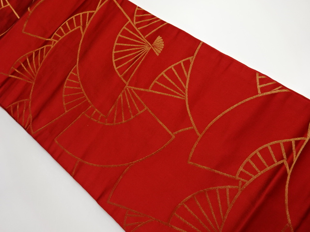 リサイクル　扇子模様織出し名古屋帯